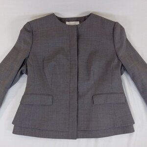 Hugo Boss Jasyma Wool Blazer Womens SIZE 12 Houndstooth Double Hem Hidden Button